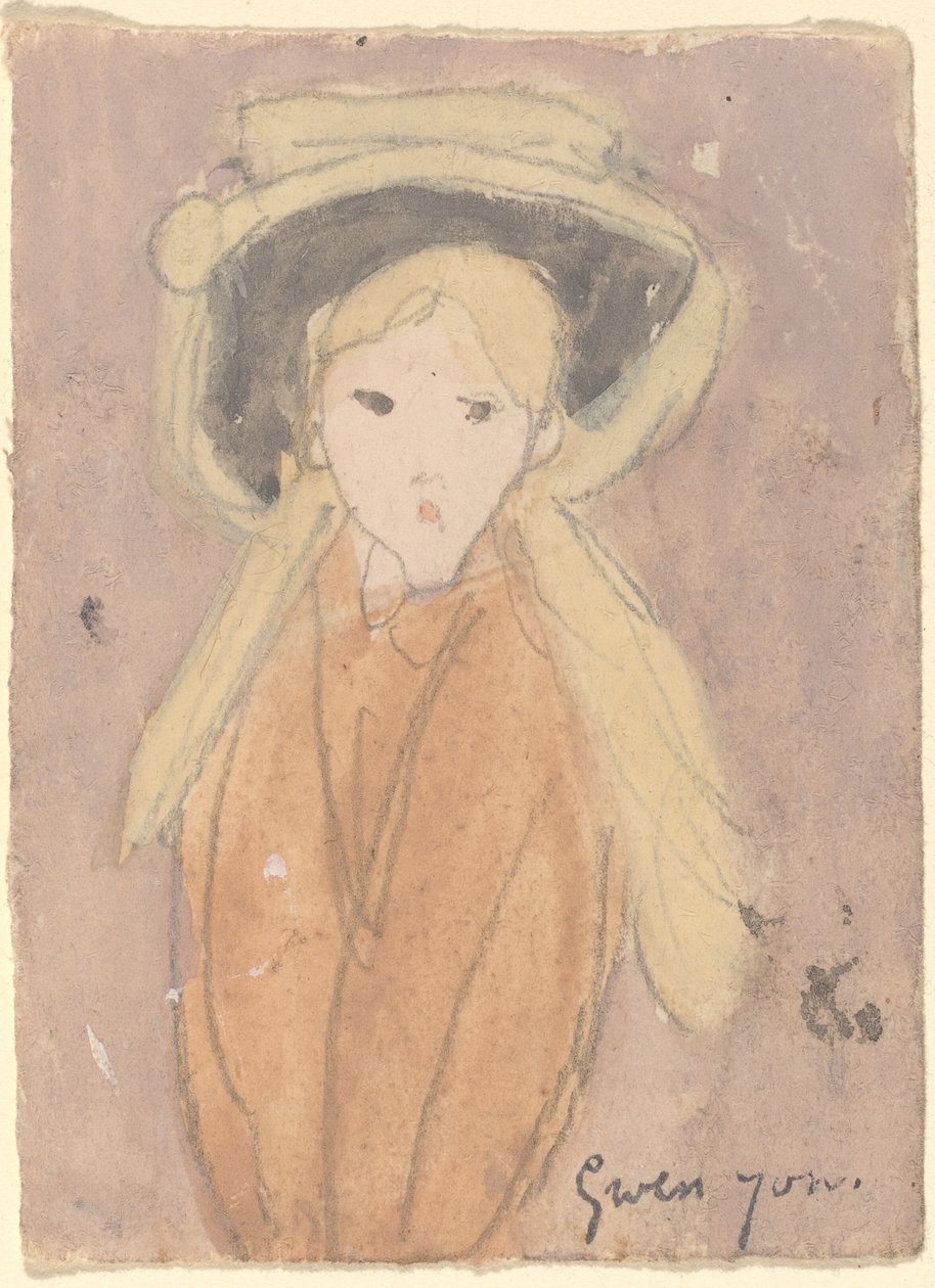 Liten jente med stor hatt av Gwen John