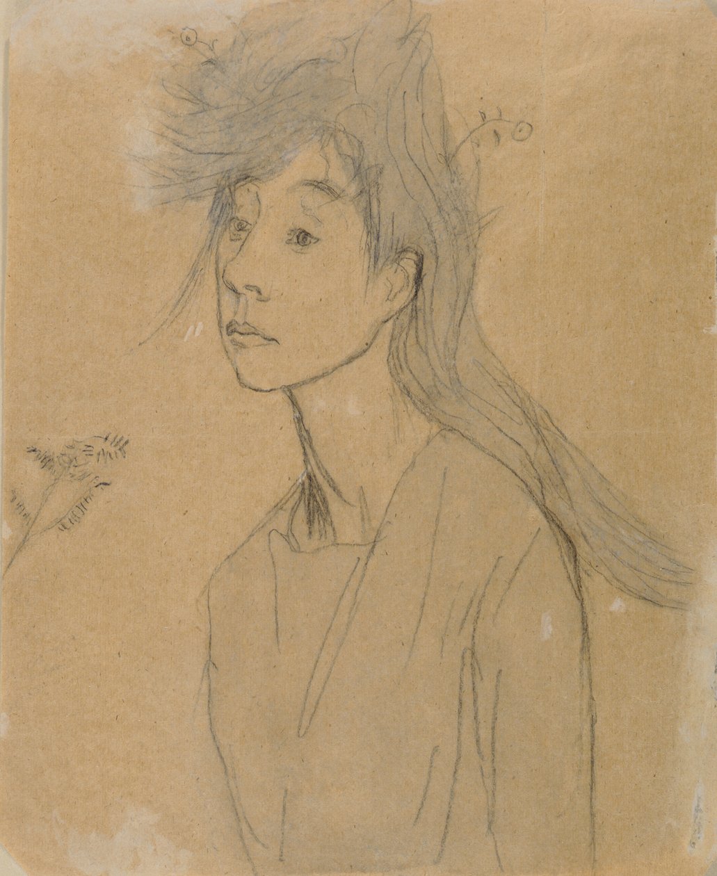 Ophelia: Portrait Imagine, ca. 1910 (kritt og vask på papir) av Gwen John
