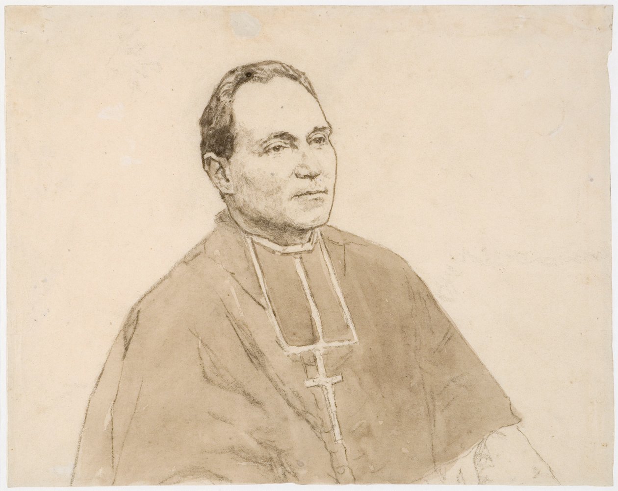 Portrett av en kardinal (kull og akvarell på papir) av Gwen John