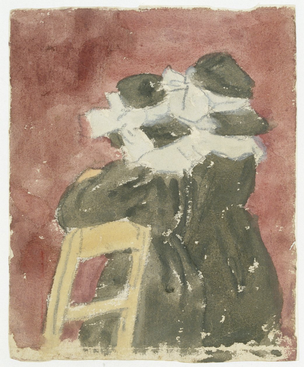 To jenter står i kirken (blyant med akvarell på papir) av Gwen John