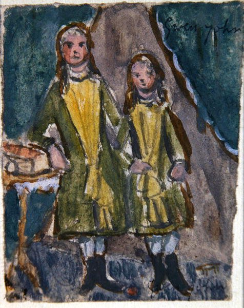 Viktorianske søstre (akvarell på papir) av Gwen John