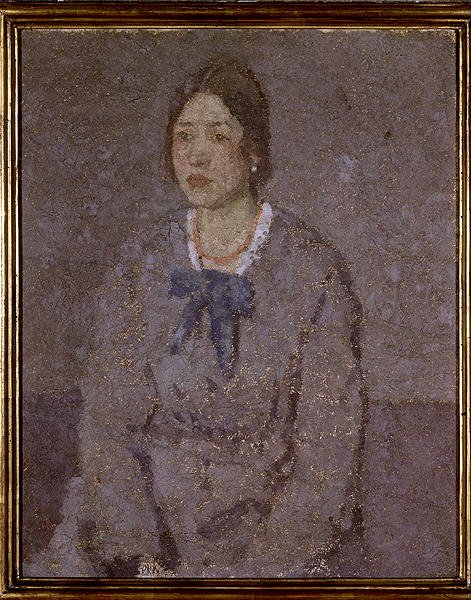 Kvinne i et korallkjede (olje på lerret) av Gwen John