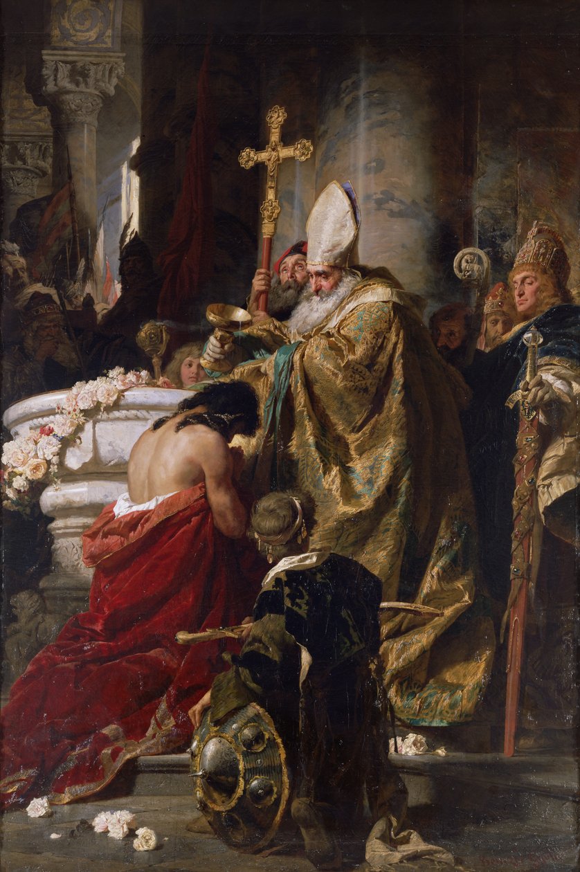 The Baptism of Vajk (olje på lerret) av Gyula Benczúr