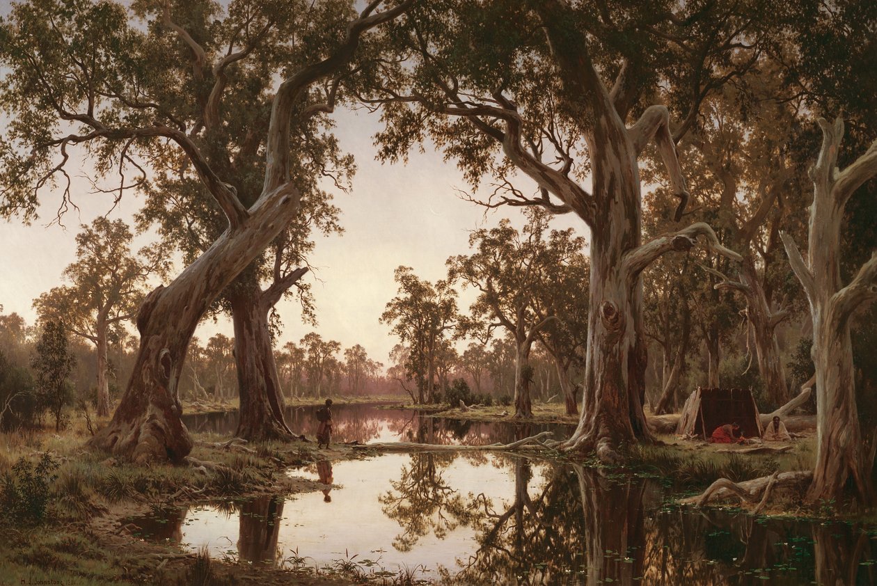 Kveldsskygger, bakvann fra Murray, Sør -Australia av H J. Johnstone