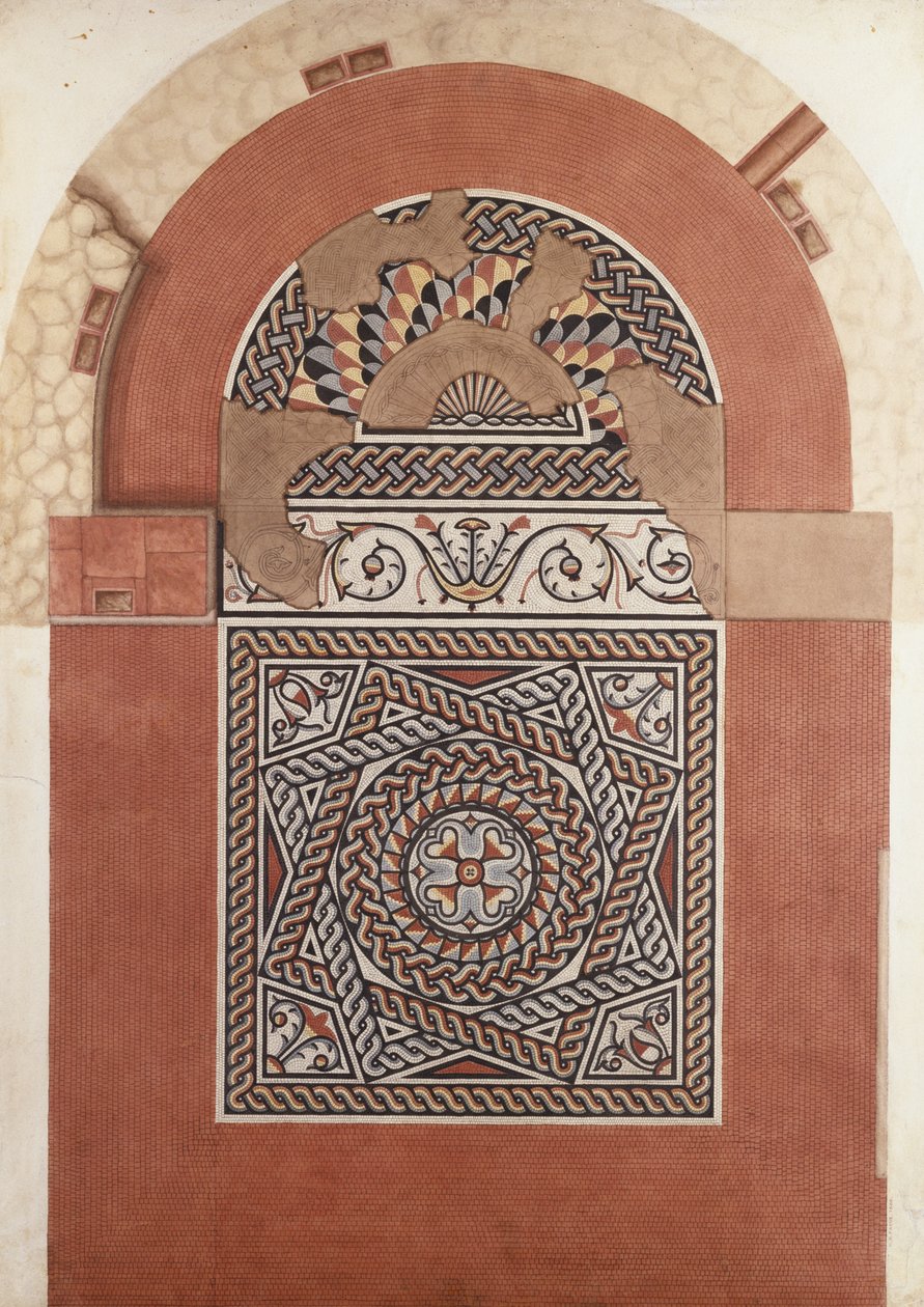 Romersk mosaikkfortau funnet i Bucklersbury, 1869 (wc) av H. R. Payne