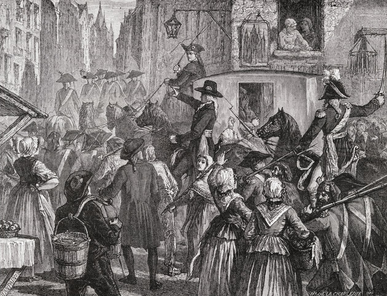 Kongefamilien blir ført til tempelet, 13. august 1792 av H. de la Charlerie