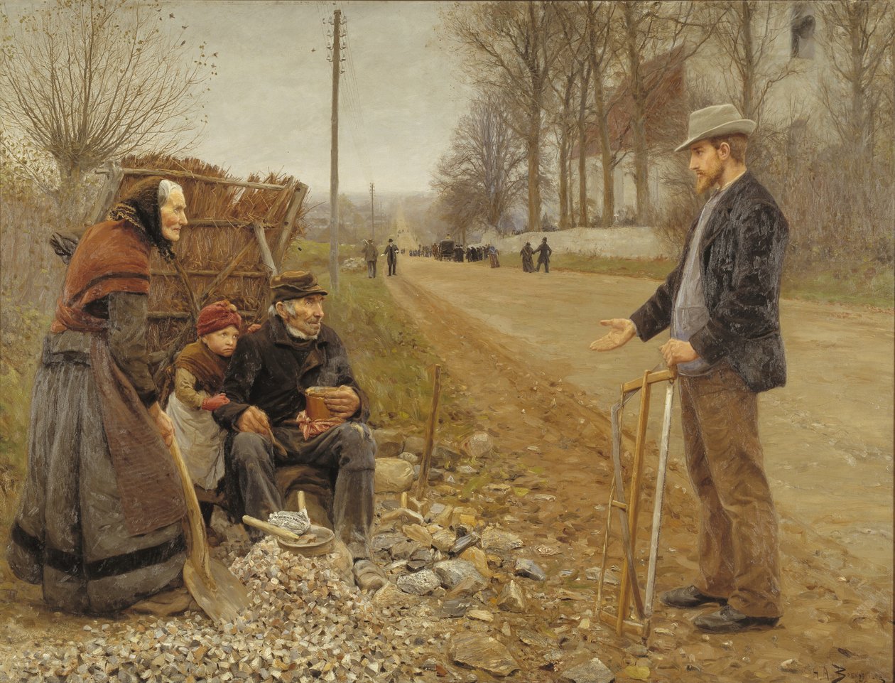 Folk ved en vei av H.A. Brendekilde