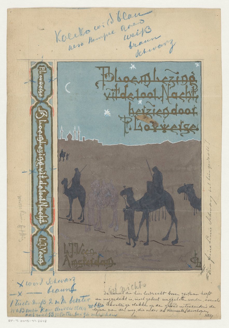 Bindende design for: Pieter Louwerse, Anthology from the Thousand and One Night, 1910 av H.C. Louwerse (signed by artist)