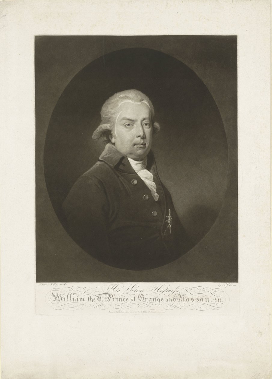 Portrett av William V, Prince of Orange-Nassau av H.G. Does