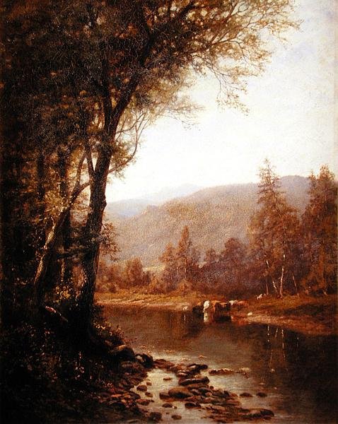 Sommerlandskap (olje på lerret) av H.J. Blauvelt