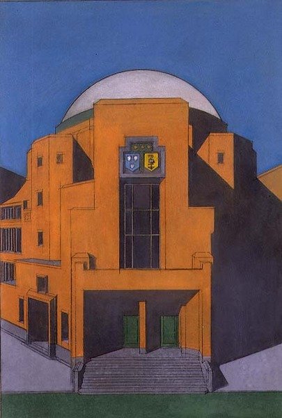Plan over inngangen til Gemeentemuseum, Haag (pastell) av H.P. Berlage