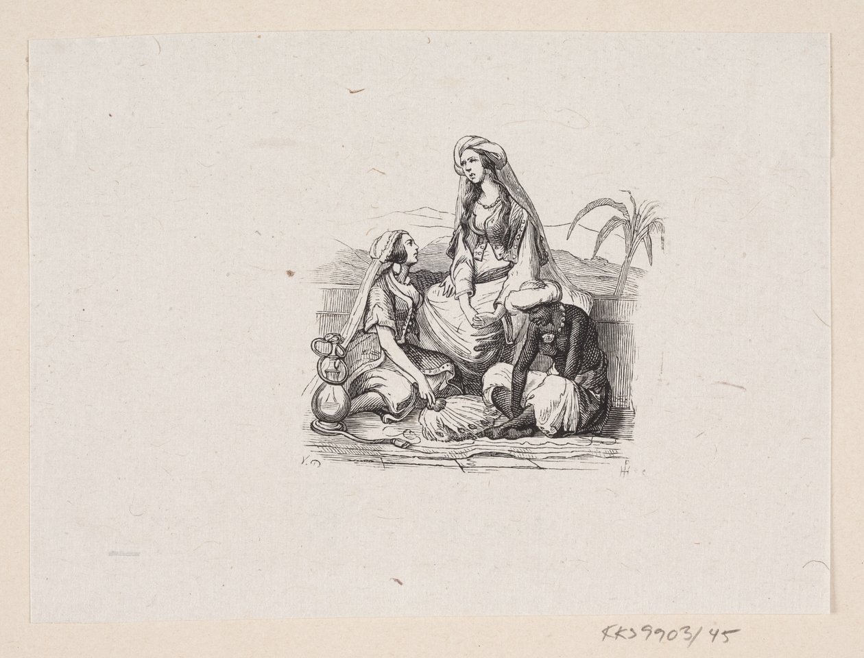 Illustrasjon til "Den flygende kofferten" i H.C. Andersen, "Eventyr og historier", bind 1 av H.P. Hansen