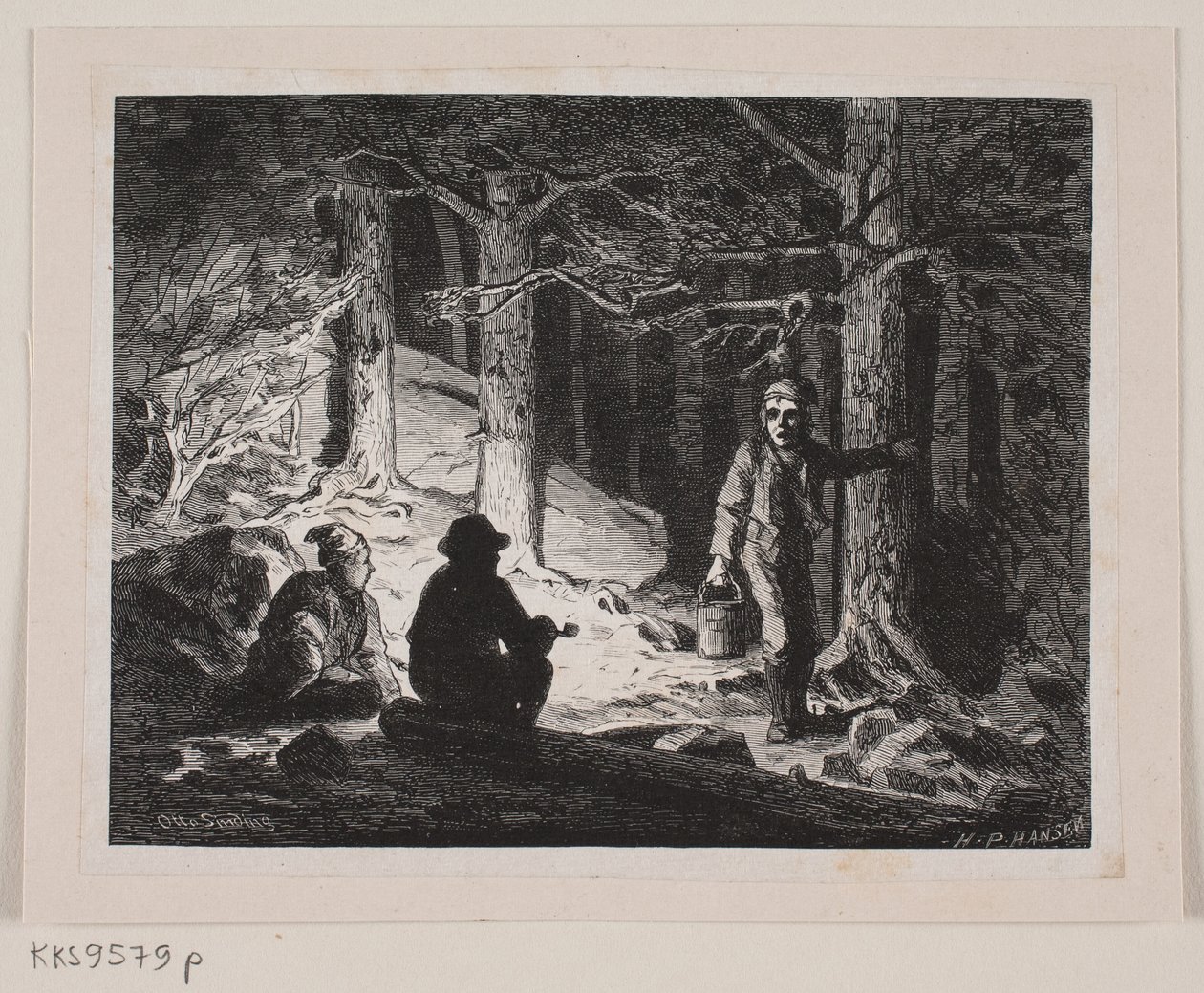 Illustrasjon til "En sommernatt på Krogskoven" av H.P. Hansen