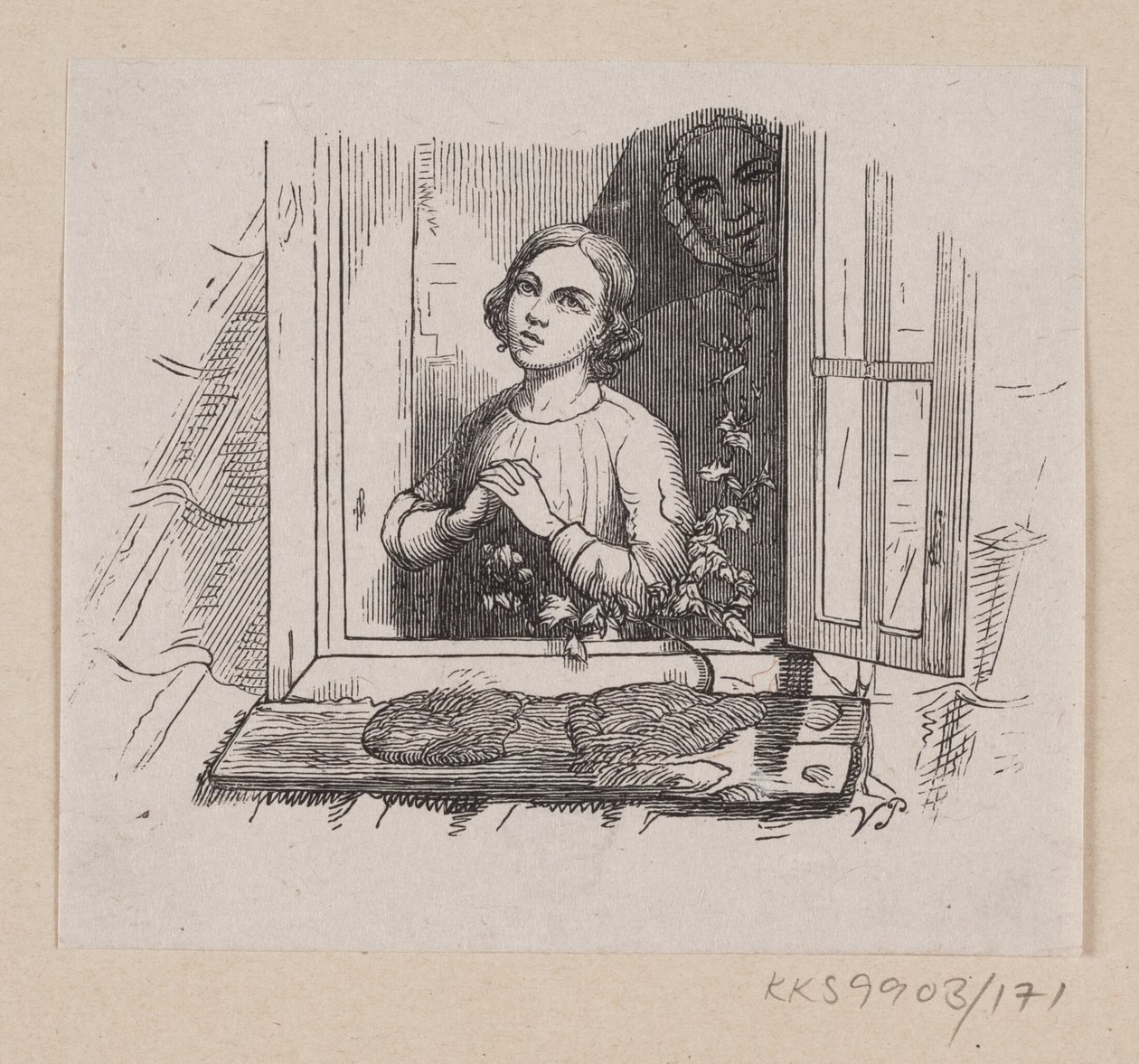 Illustrasjon for "Fem fra en ertebelg" i H.C. Andersen, "Eventyr og historier", bind 2 av H.P. Hansen