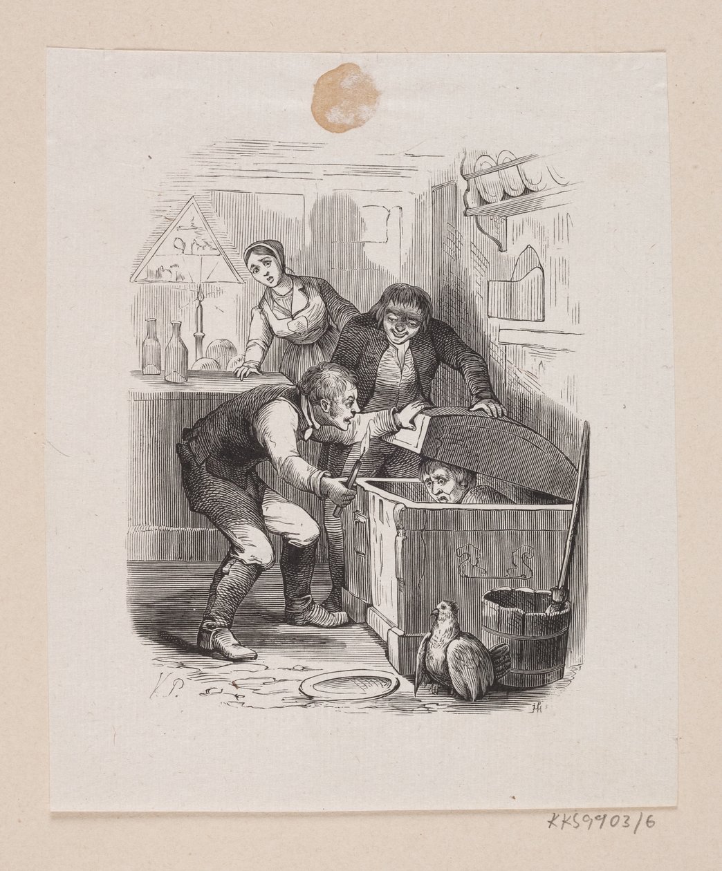Illustrasjon til "Lille Claus og store Claus" i H.C. Andersen, "Eventyr og historier", bind 1 av H.P. Hansen