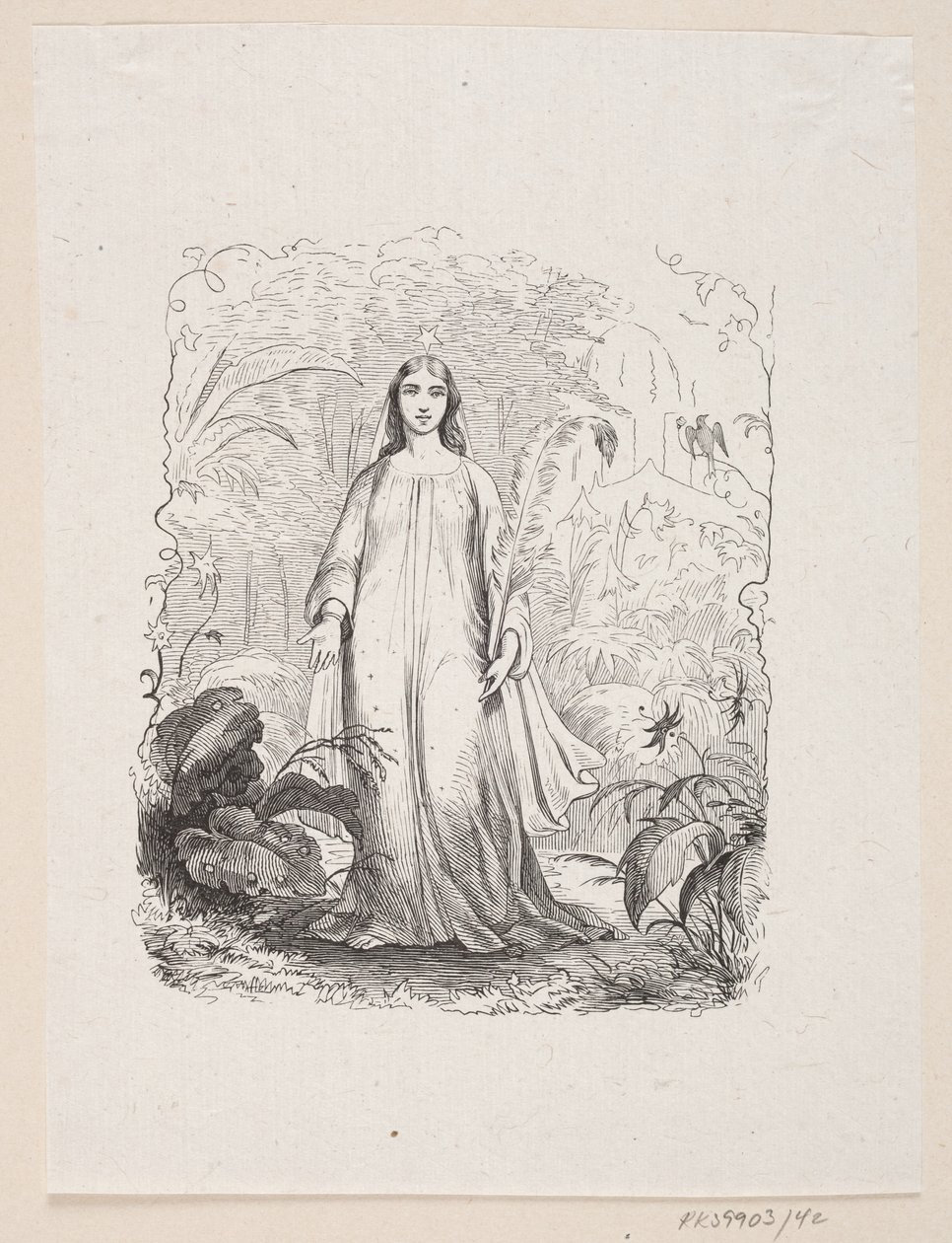Illustrasjon til «The Garden of Paradise» i H.C. Andersen, "Eventyr og historier", bind 1 av H.P. Hansen