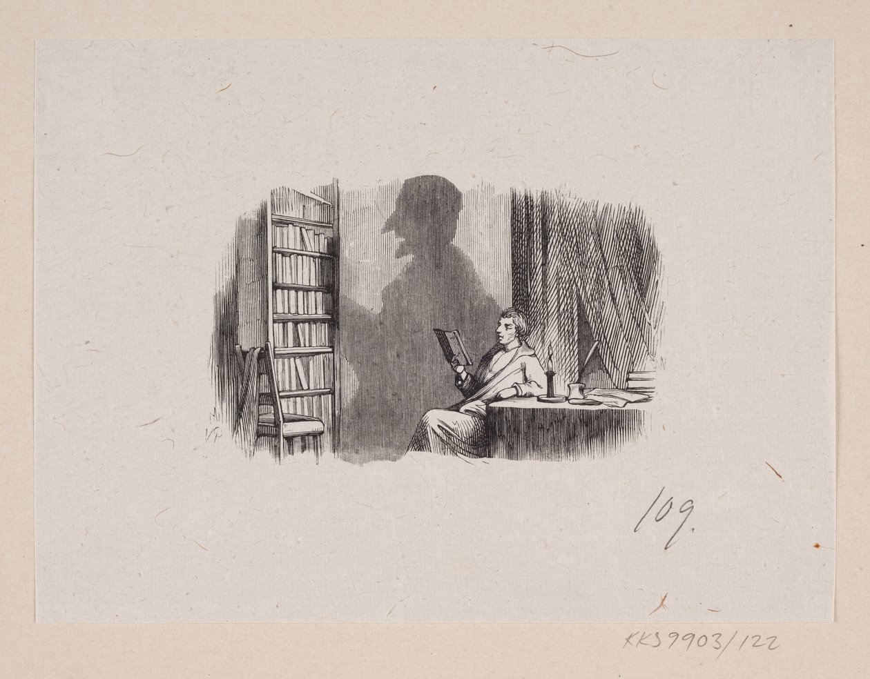 Illustrasjon for "Skyggen" i HC Andersen, "Fairy Tales and Stories", bind 2 av H.P. Hansen