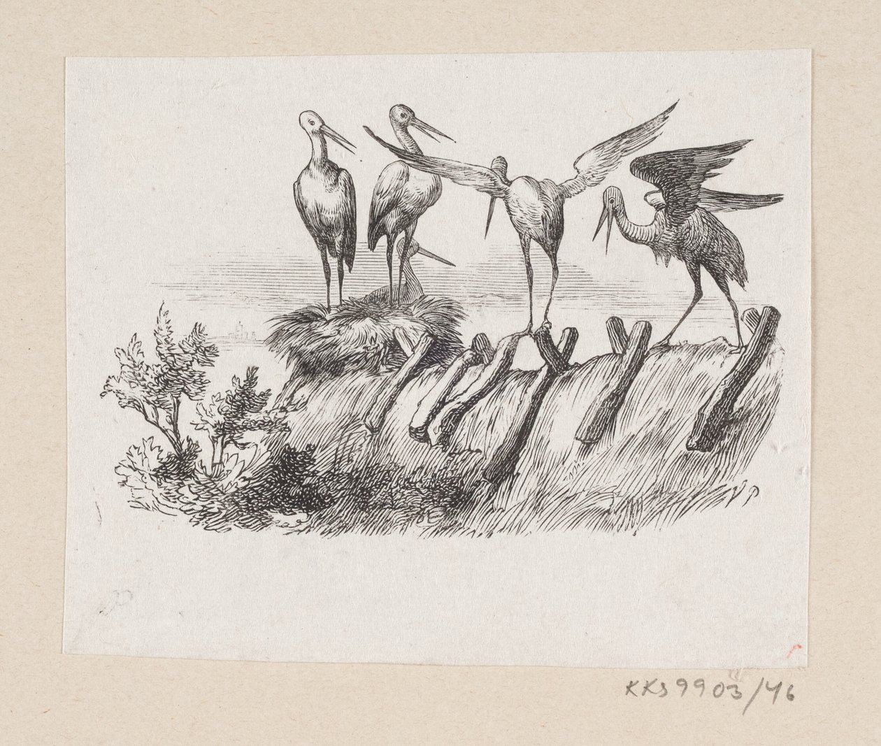 Illustrasjon til «Storkene» i H.C. Andersen, "Eventyr og historier", bind 1 av H.P. Hansen
