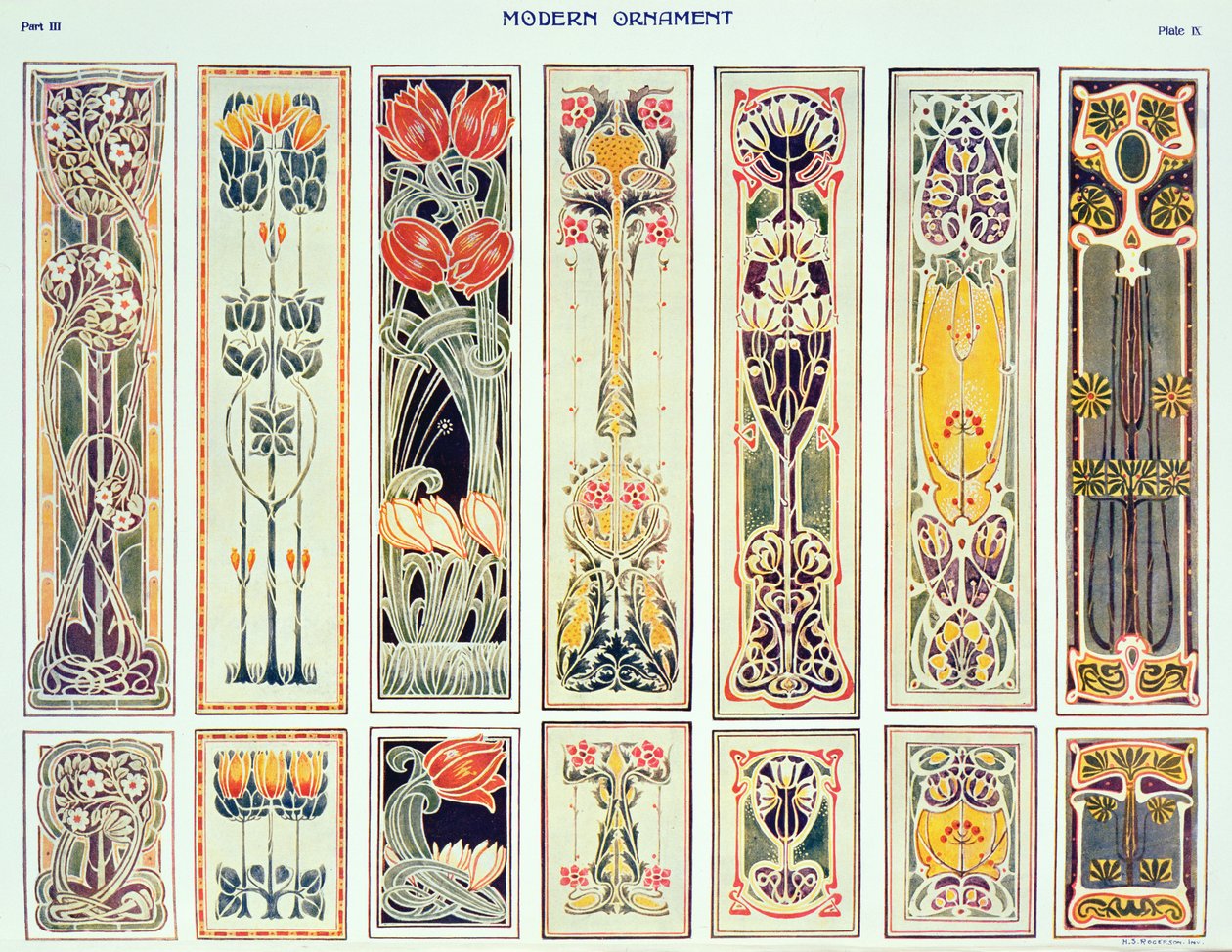 Utvalg av paneldesign, plate IX fra 