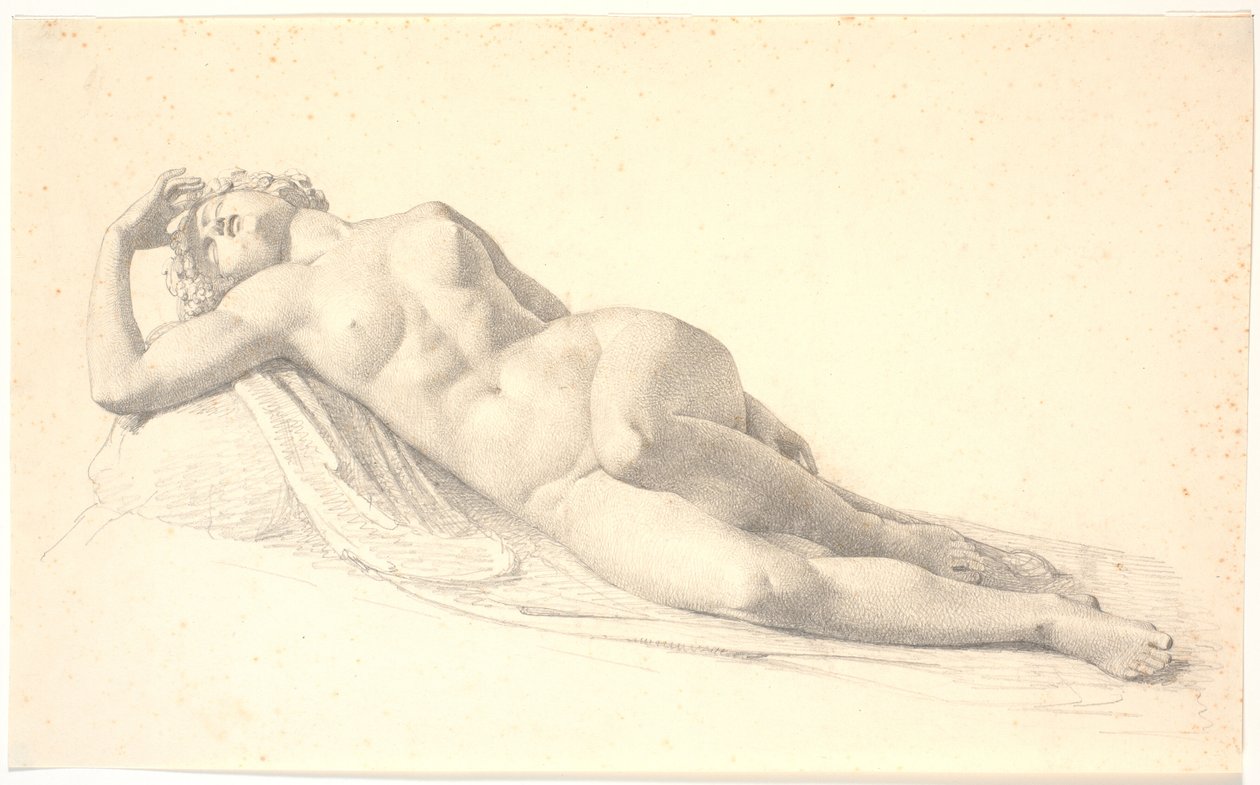 Sovende Bacchante. Studer til eller tegning etter Bissens første statue i naturlig størrelse av H.W. Bissen