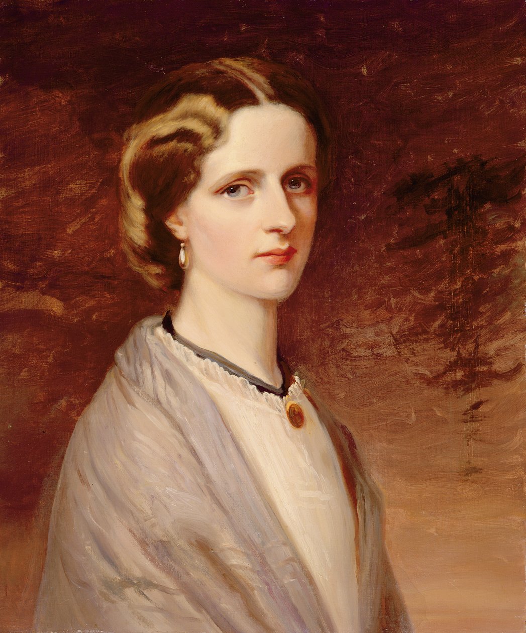 Portrett av Emily, fru Meynell Ingram (olje på lerret) av H. (after) Taylor