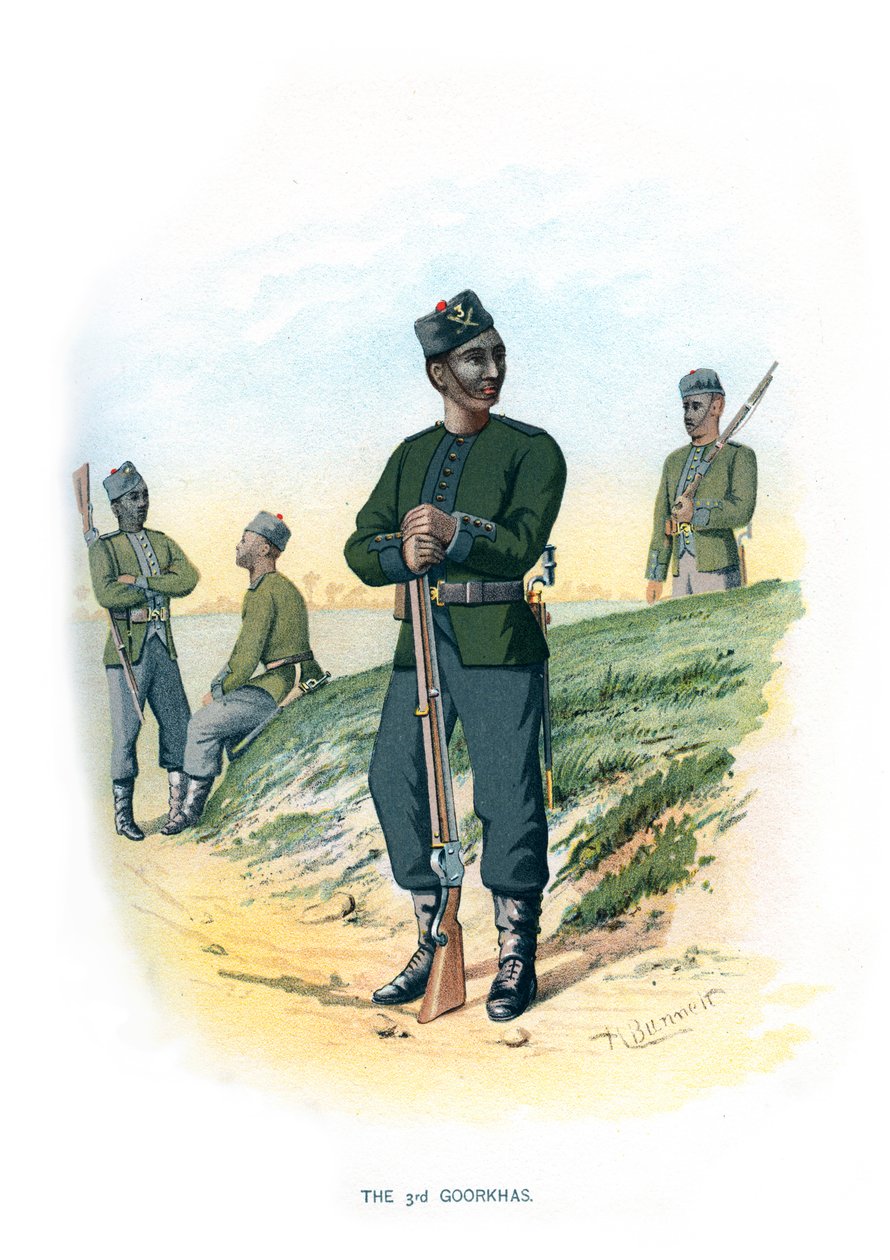 Den tredje Gorkhas, ca 1890. av H. Bunnett