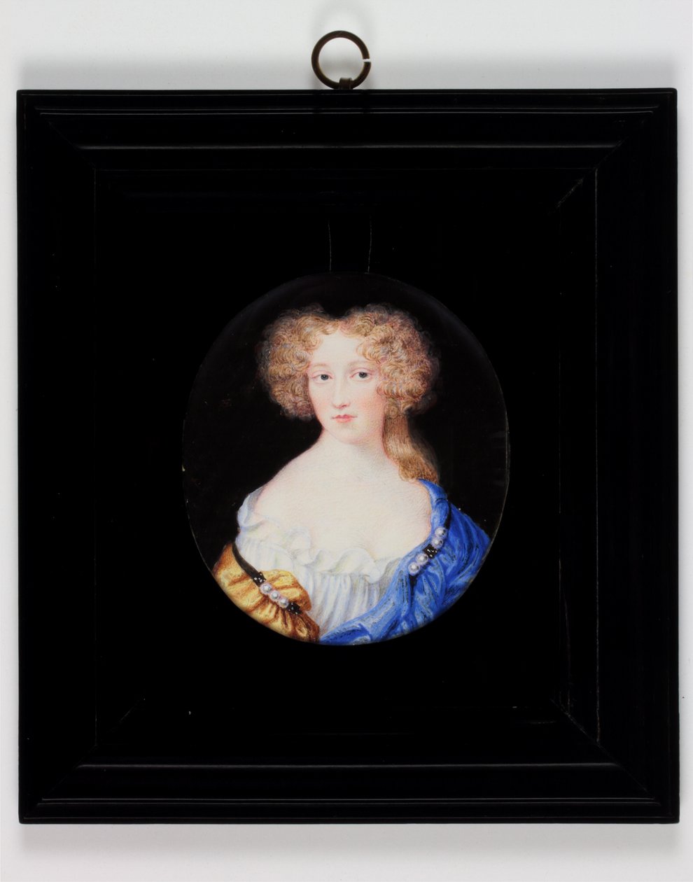 Lady Margaret Cavendish, etterpå hertuginne av Newcastle (akvarell på elfenben) av H. Byrne
