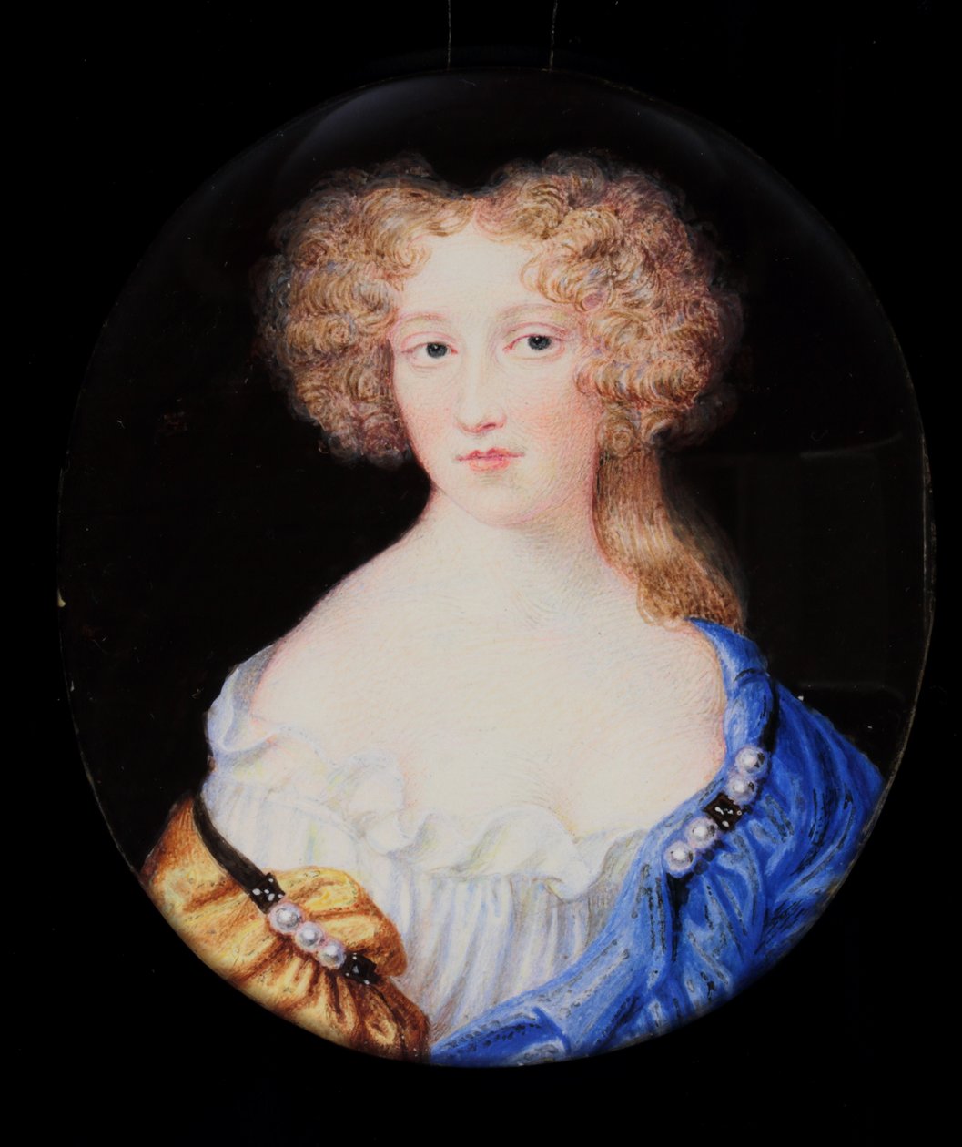 Lady Margaret Cavendish, etterpå hertuginne av Newcastle (akvarell på elfenben) av H. Byrne