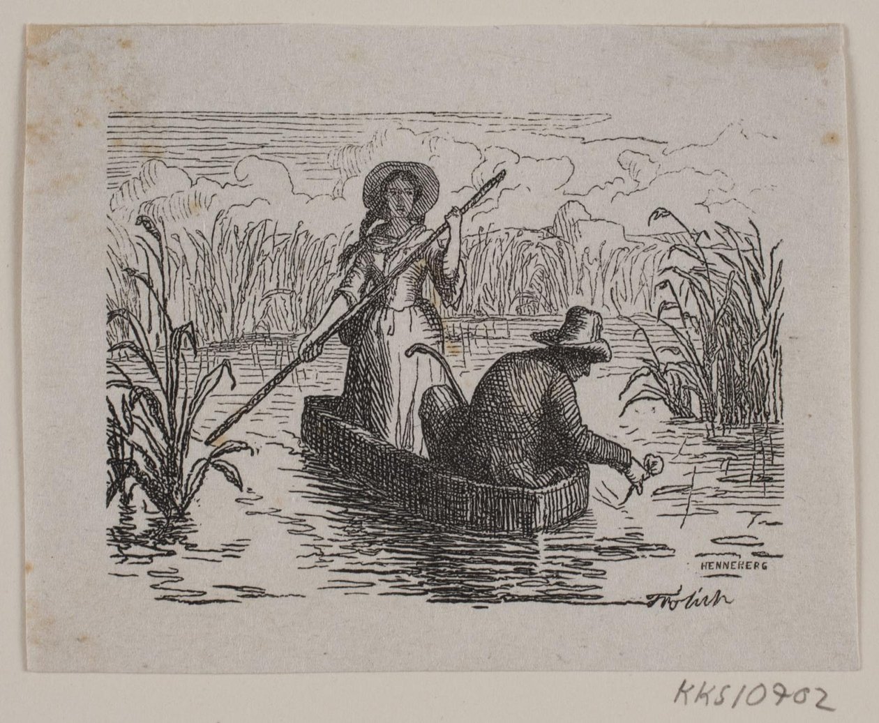 Illustrasjon for T. A. Becker, "Ringen på Hastrup" av H. C. Henneberg