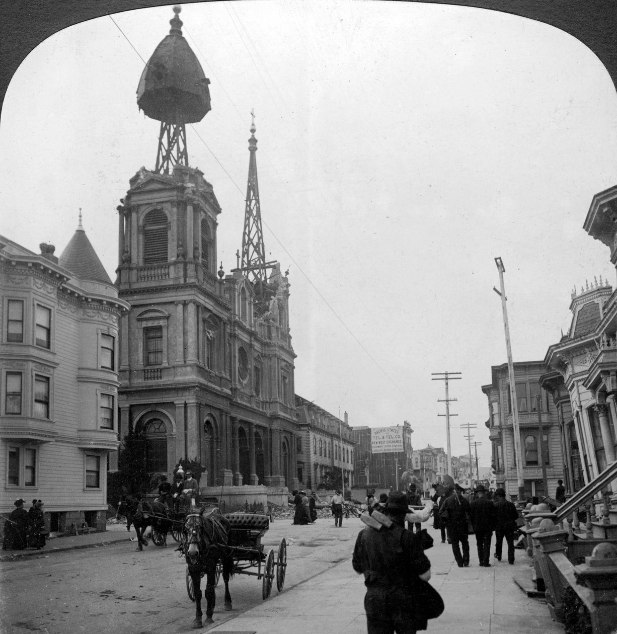 Etterdønningene av det store jordskjelvet, San Francisco, California, USA, 1906. av H. C. White