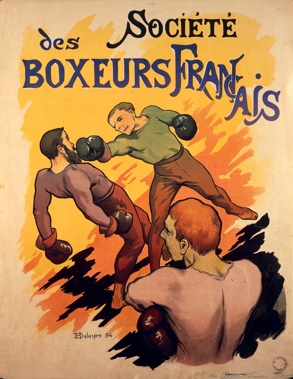 Societe des Boxeurs Francais, reklameillustrasjon for franske boksere av Delaspre av H. Delaspre