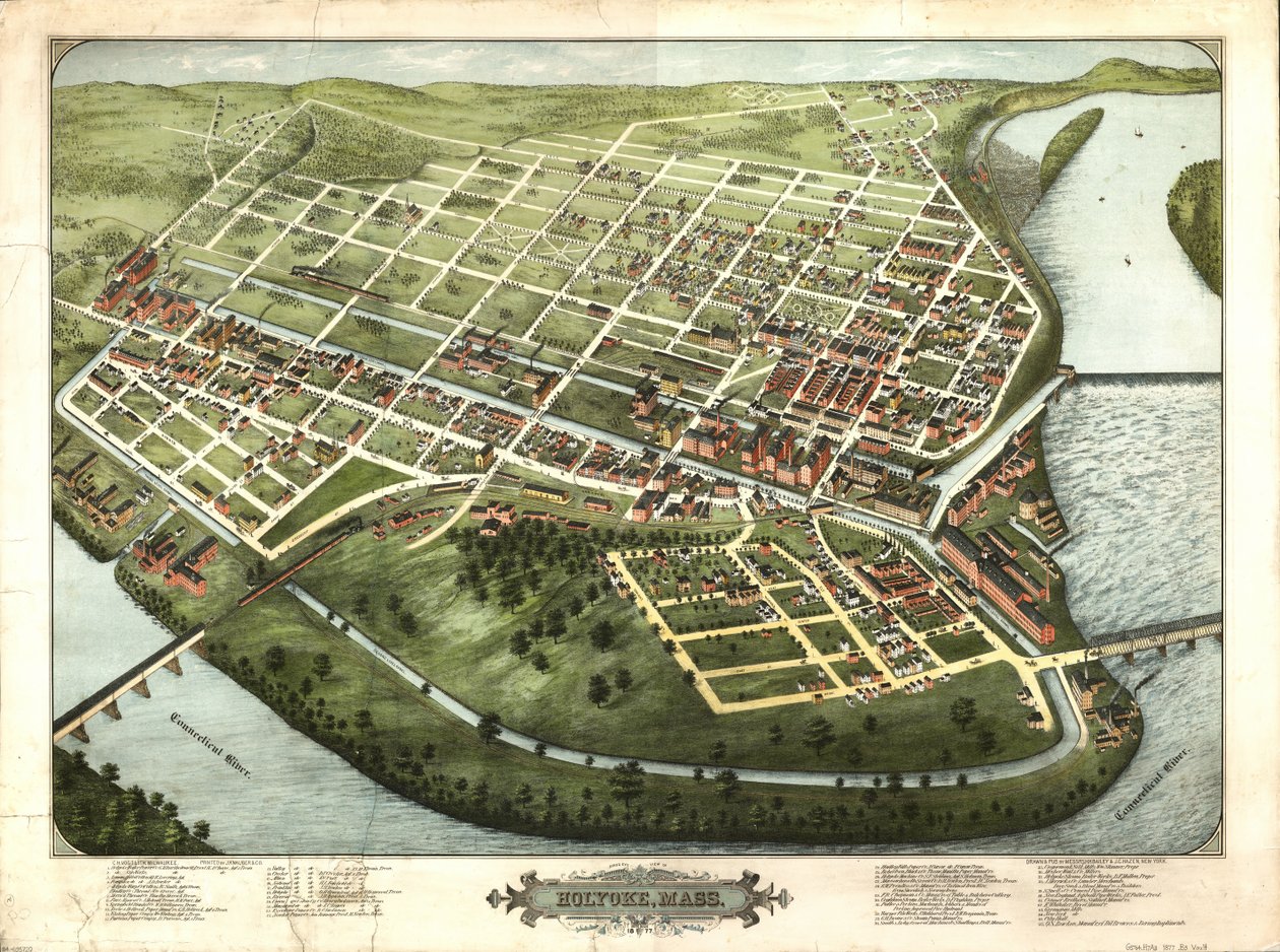 Fugleperspektiv av Holyoke, Mass.: 1877 av H. H. Bailey