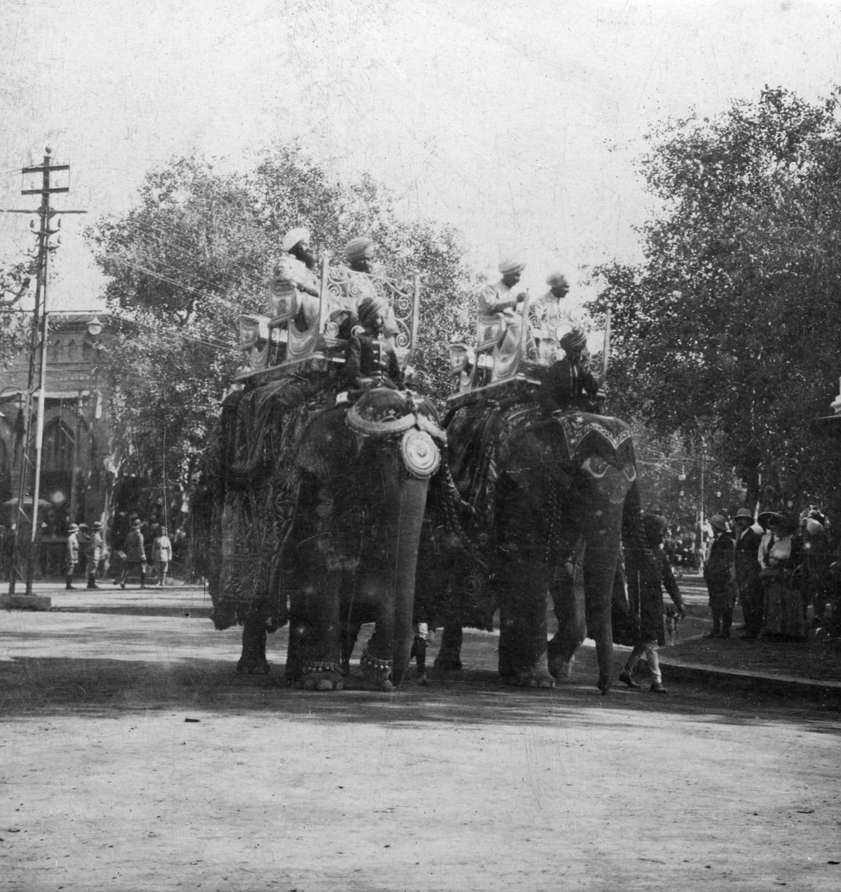 En Punjabi-prinsesse som rir på en elefant i en prosesjon, Delhi, India, 1900-tallet. av H. Hands and Son