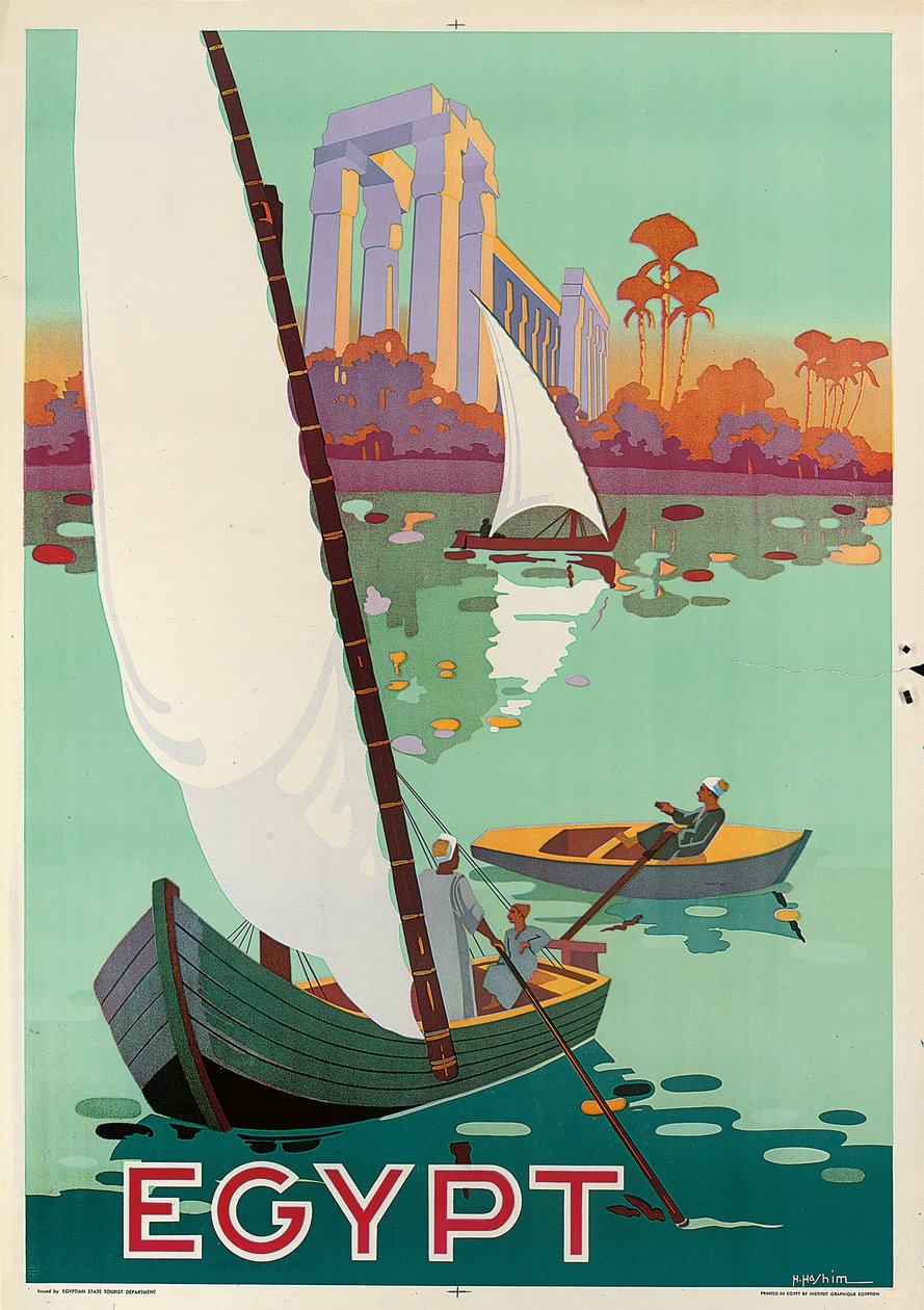 Plakat som reklamerer for Egypt (fargelitografi) av H. Hashim