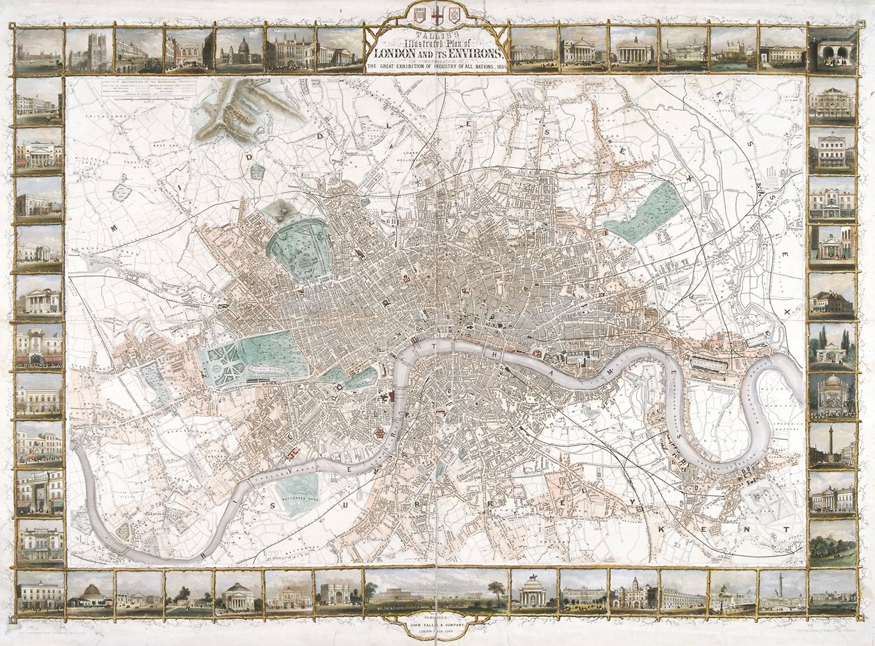Kart over London, 1851 av H Lacey
