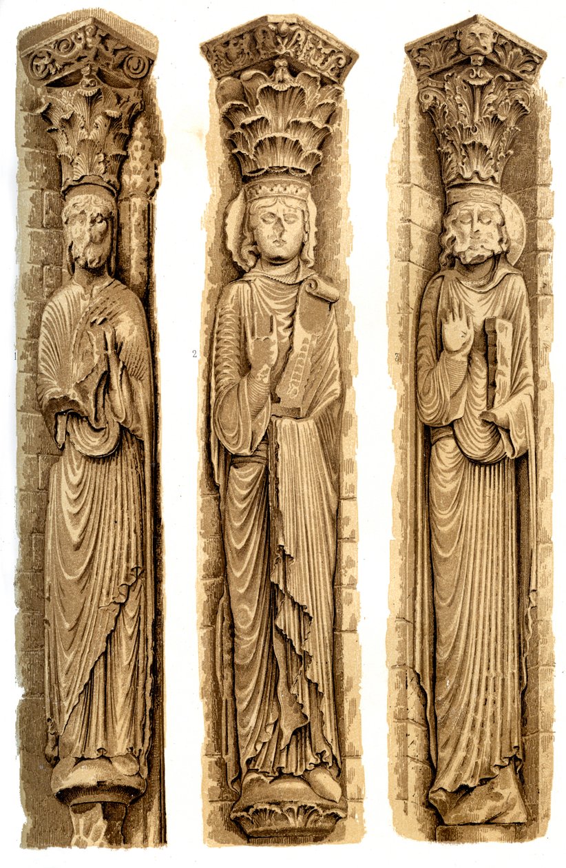 Utvendig dekorasjon av Le Mans katedral, Le Mans, Frankrike, 1400-tallet 1849. av H. Moulin