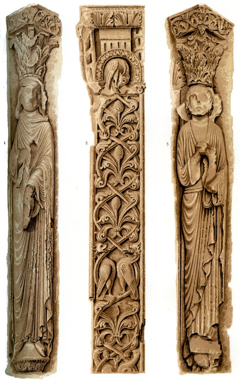 Utvendig dekorasjon av Le Mans katedral, Le Mans, Frankrike, 1400-tallet 1849. av H. Moulin