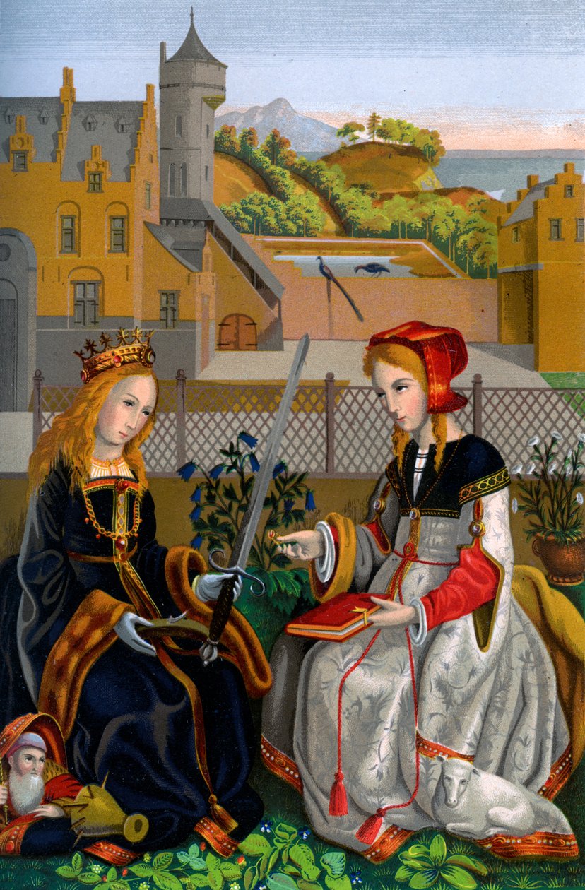 Den hellige Katarina av Alexandria, 1400-tallet 1849. av H Moulin
