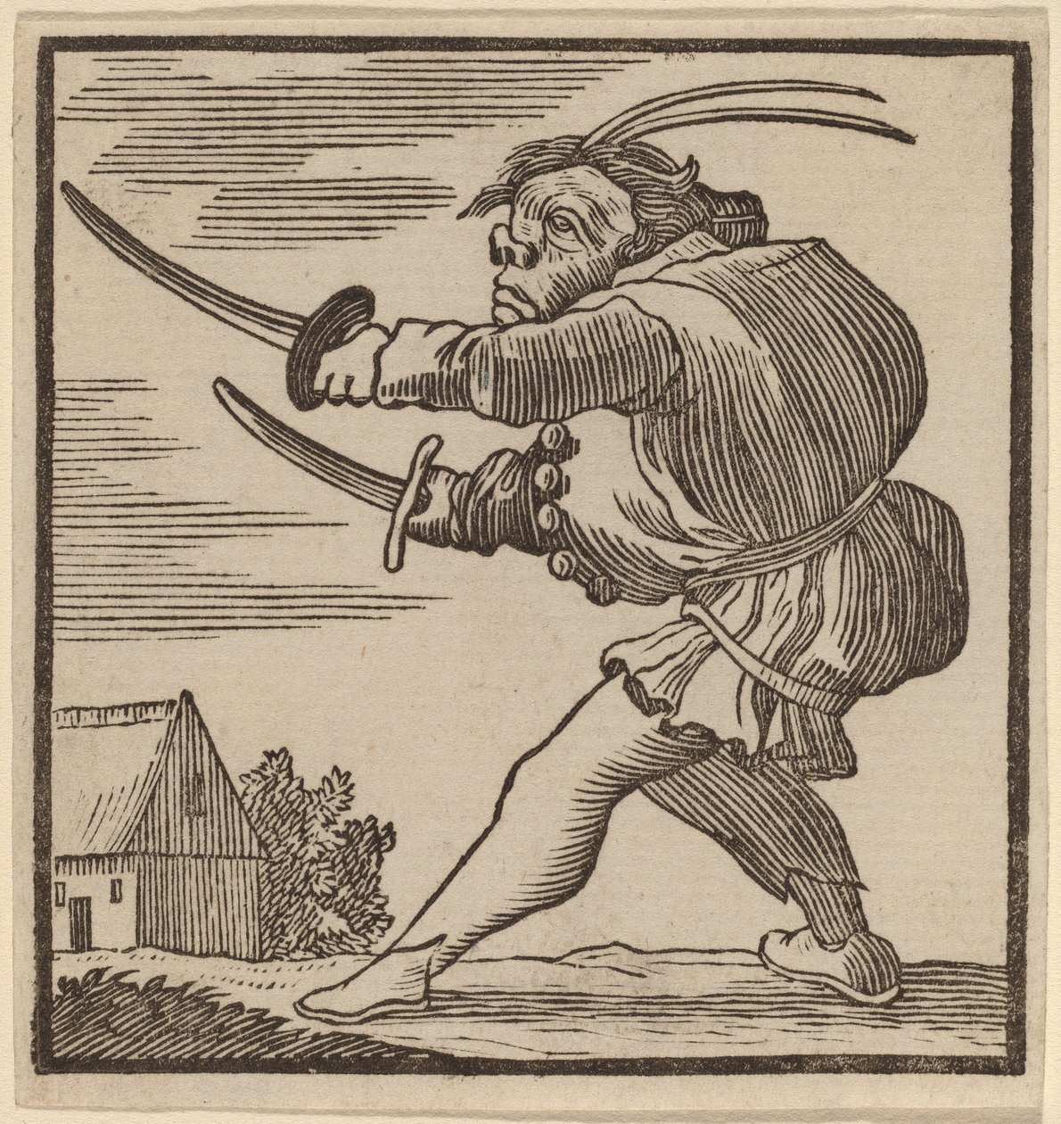 Pukkelrygg med to sverd av H. Numan after Jacques Callot