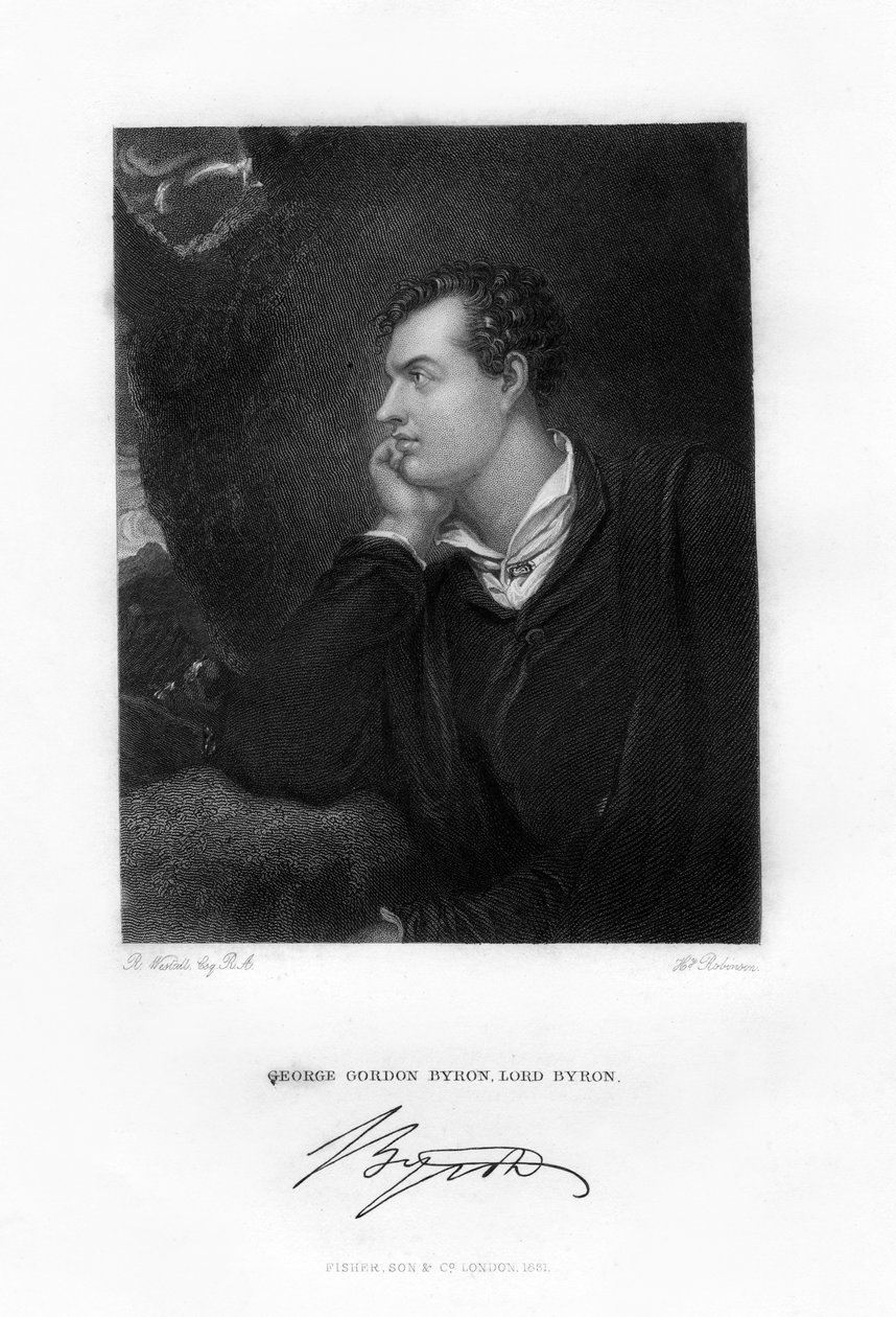 Lord Byron, anglo-skotsk poet, c1813, 1831 av H. Robinson