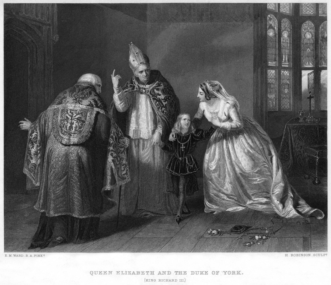Dronning Elizabeth og hertugen av York kong Richard III, 1800-tallet. av H. Robinson