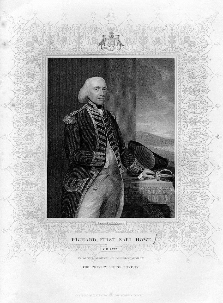 Richard Howe 1726-1799, 1. jarl Howe, engelsk admiral, 1800-tallet. av H. Robinson