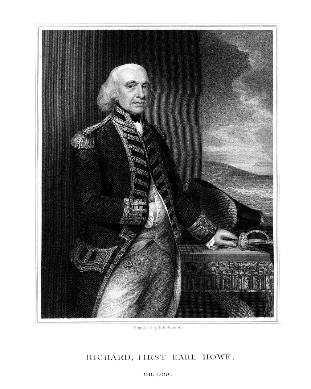 Richard Howe, 1st Earl Howe, britisk admiral, 1832. av H. Robinson