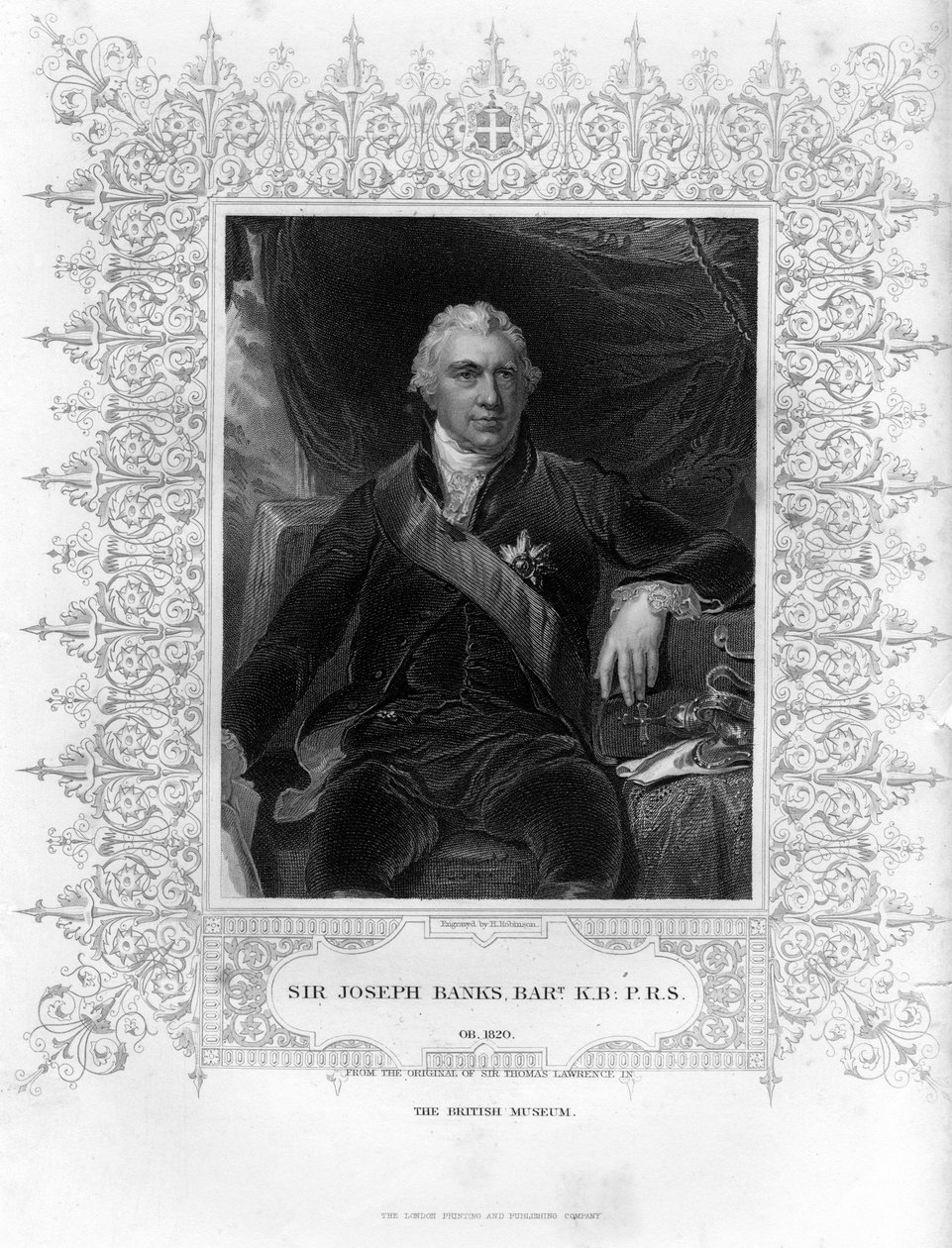 Sir Joseph Banks 1743-1820, engelsk naturforsker, botaniker og vitenskapspatron, 1800-tallet. av H. Robinson