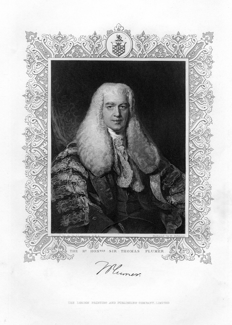 Sir Thomas Plumer 1753-1824, britisk dommer og politiker, 1800-tallet. av H. Robinson