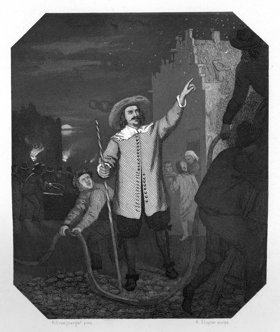 Jan van der Heyden , nederlandsk barokkmaler, tegner, grafiker og oppfinner, c1870 av H. Sluyter