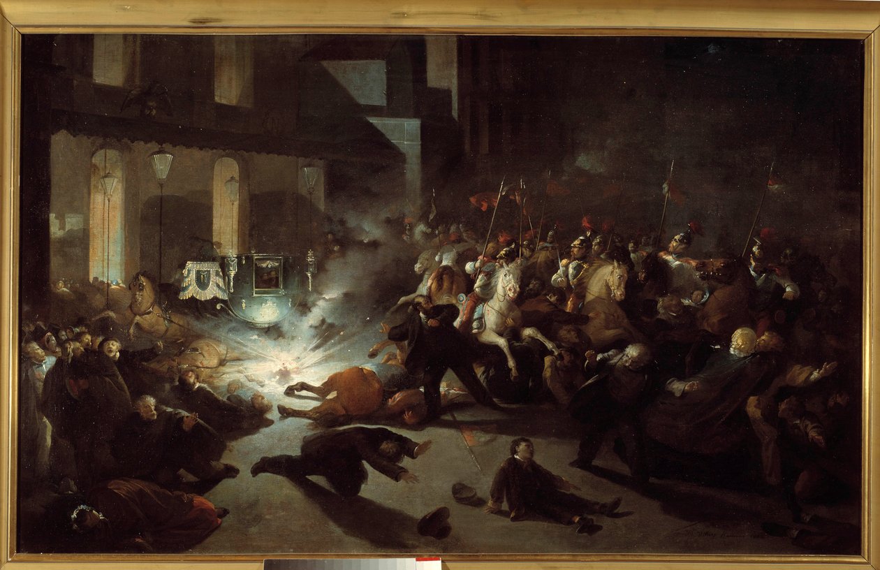 Attentatforsøk på Napoleon III av Felice Orsini i Paris 14. januar av H. Vittori Romano