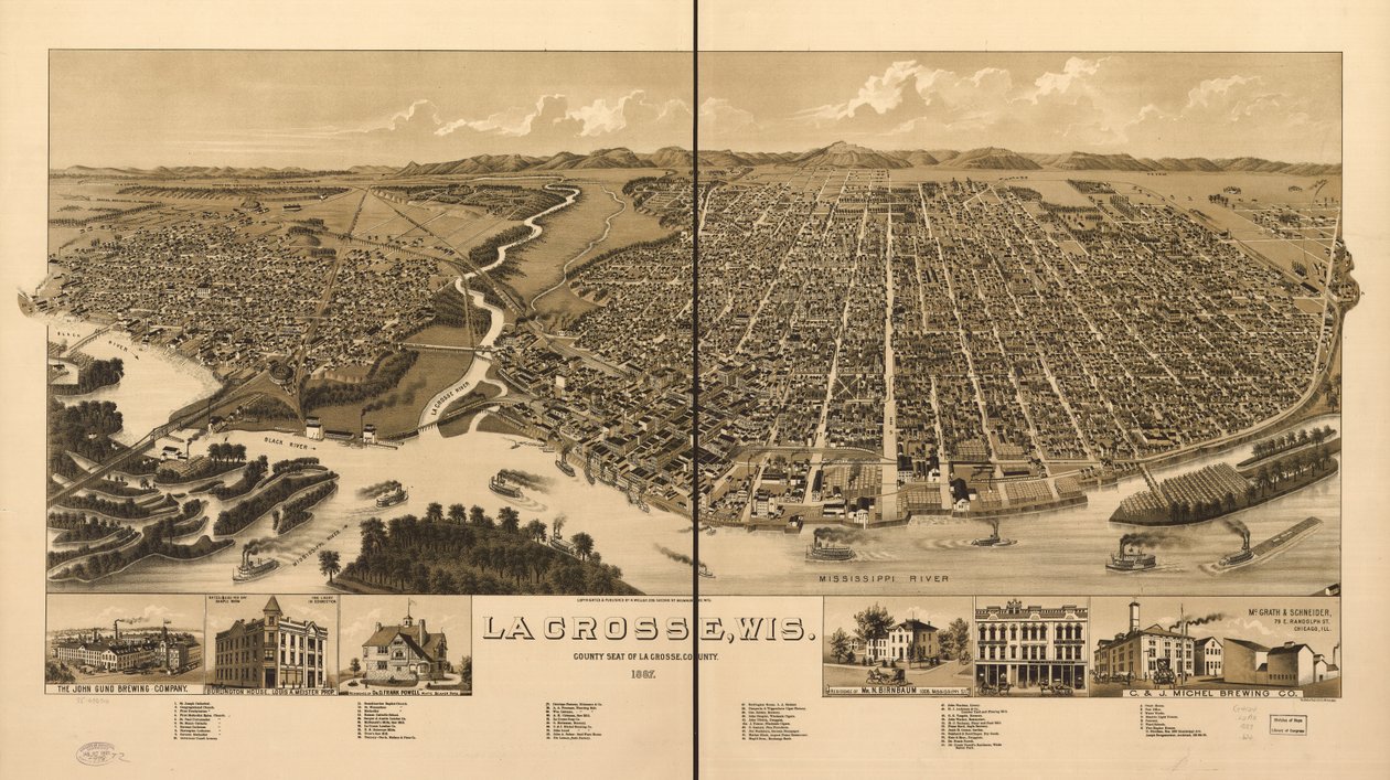 La Crosse, Wis., Fylkesetet i La Crosse County 1887 av H. Wellge