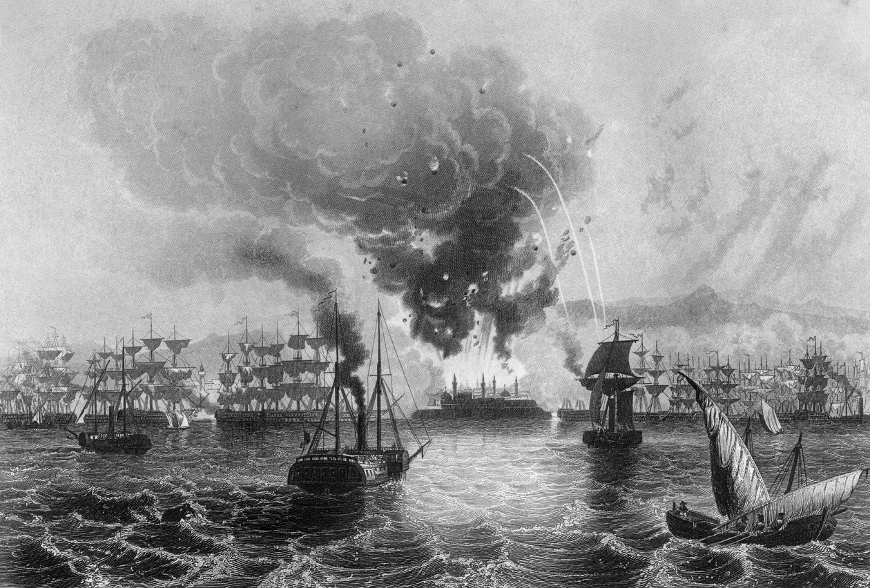 Bombardement av St Jean DAcre av admiral Sir Charles Napier, 3. november 1840 c1857. av H. Winkles