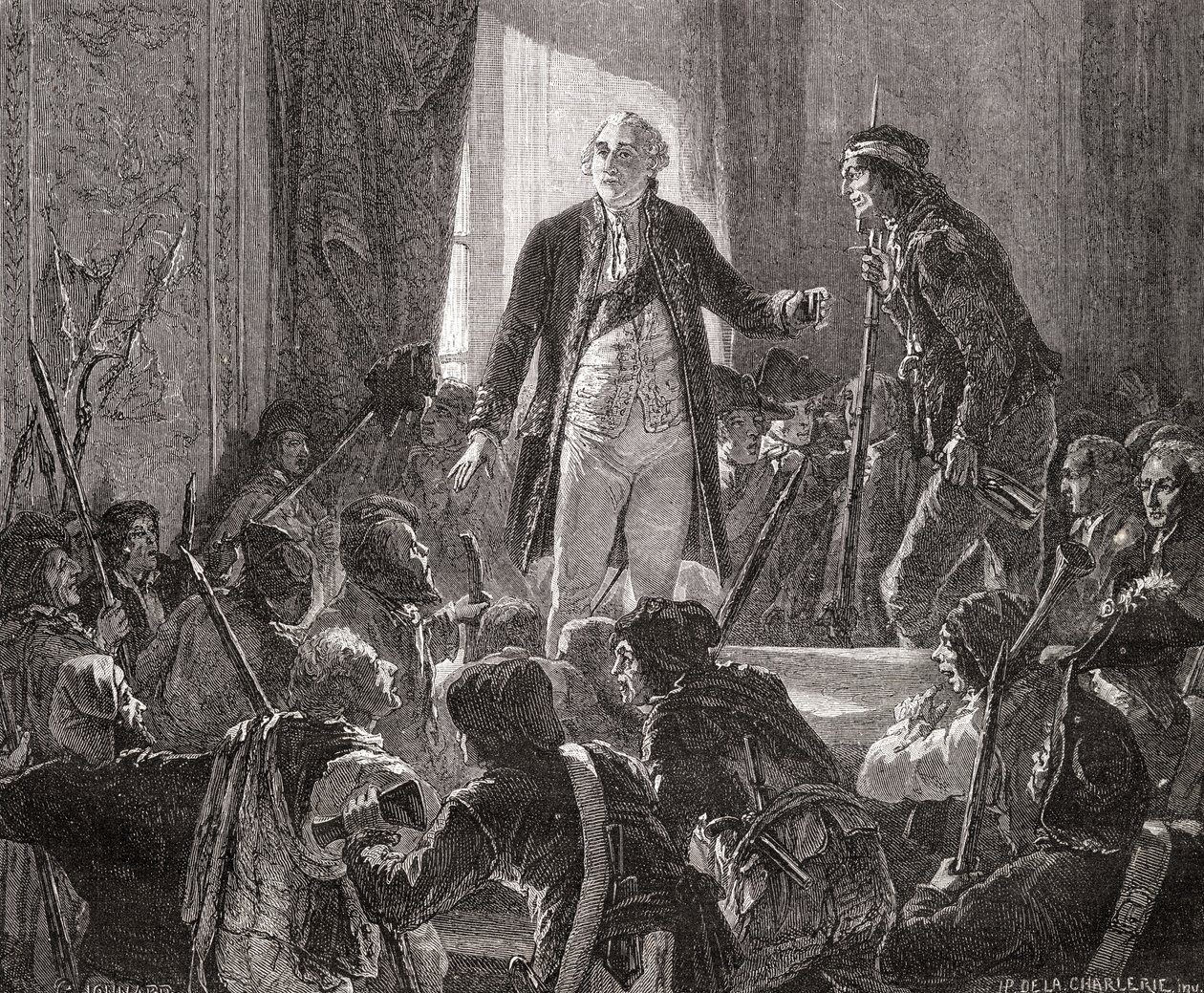Kong Ludvig XVI (1754-93) Drikke til nasjonens helse, 20. juni 1792 av H. de la Charlerie